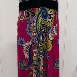 Ronni Nicole Fuchsia Maxi Dress with Paisley Floral Print
